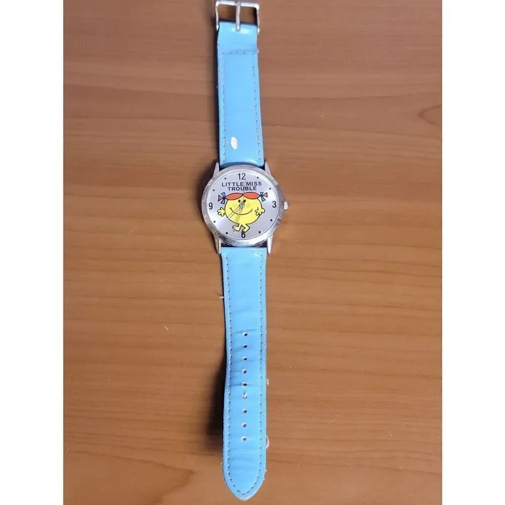 LITTLE MISS TROUBLE  BLUE BAND SILVER TONE WATCH
